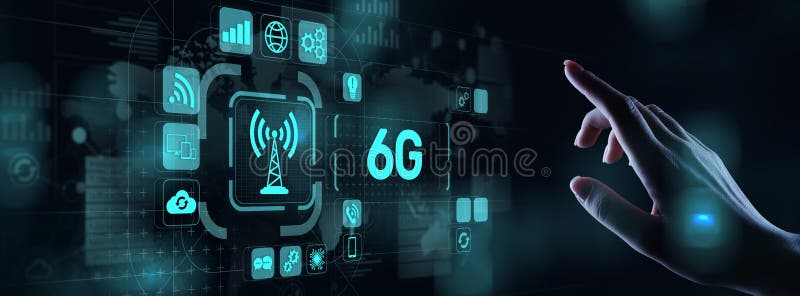 6g nowa generacja telekomunikacji fast internet i technologia na ekranie wirtualnym. ilustracji