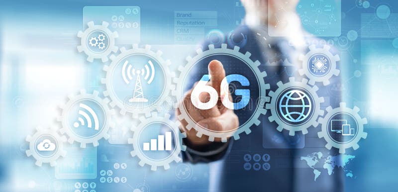 6g nowa generacja telekomunikacji fast internet i technologia na ekranie wirtualnym. ilustracji