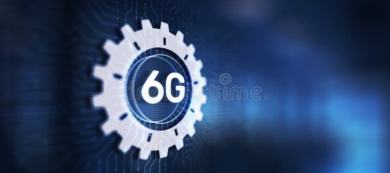 6g nowa generacja telekomunikacji szybki internet i technologia na ekranie wirtualnym ilustracja wektor