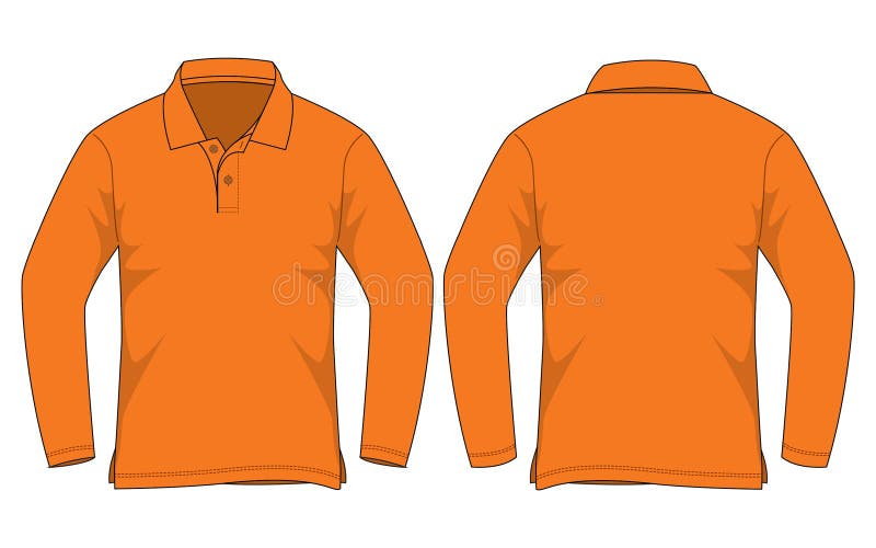 Blank Orange Long Sleeves Polo Shirt Template Stock Illustration ...