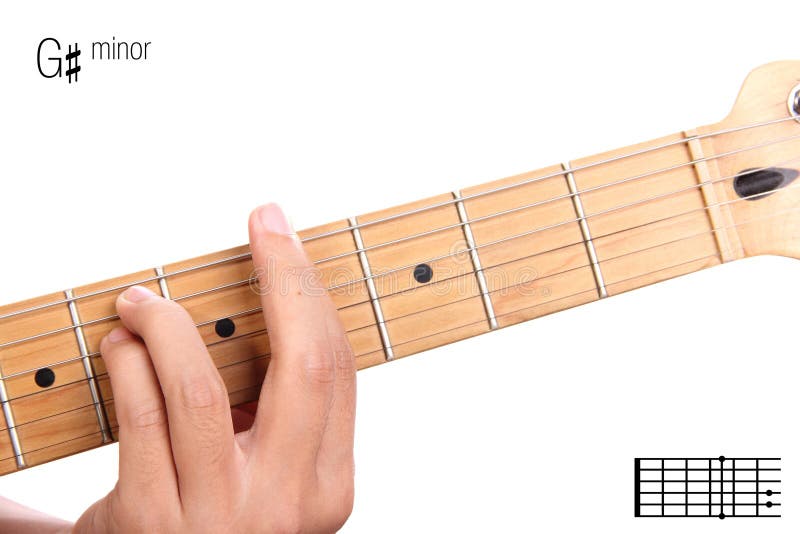 G Sharp Minor Guitar Chord Tutorial Stock Image - Image of detail