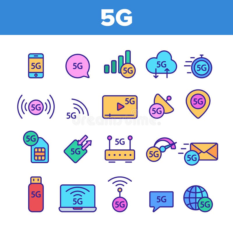 5G snabbt nätverk, anslutning till uppsättningen för Websitevektorsymboler royaltyfri illustrationer 5G snabbt nätverk, anslutning till uppsättningen för Websitevektorsymboler royaltyfri illustrationer