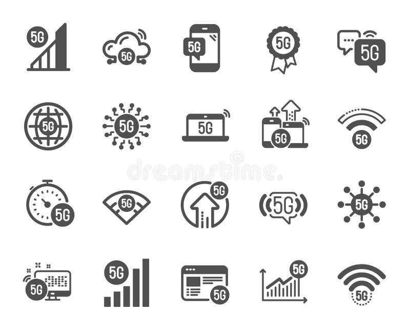 5G technology icons. Mobile network, fast internet, phone connection. Hotspot signal. Vector vector illustration