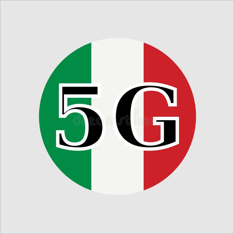 5G Technology in Italy . Circle Button Icon with Flag of Italy Stock Vector Illustration of