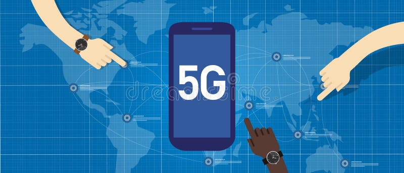 5g telefonu technologia łączy na całym świecie Mądrze i 5th pokolenie sieci pojęcie szybki internet ilustracja wektor