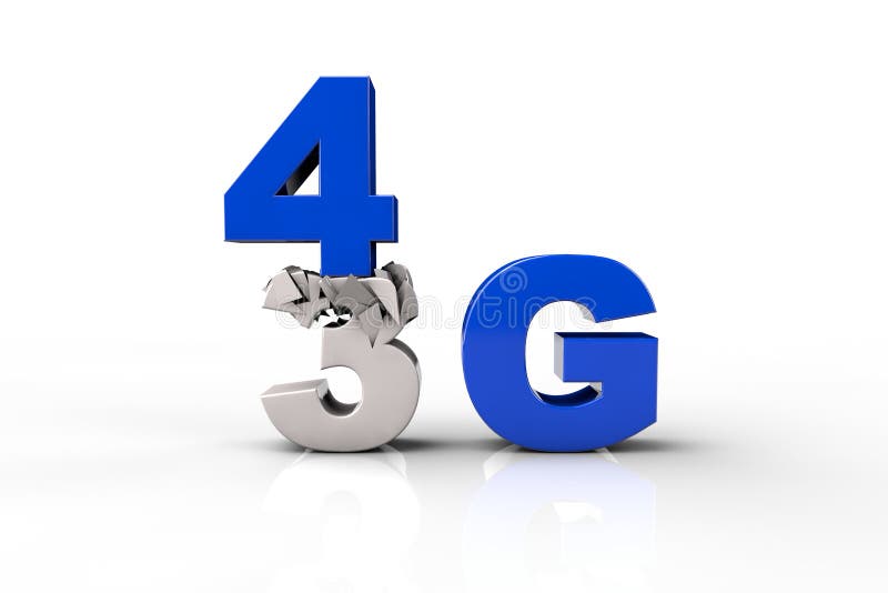 4G text falling and breaking a 3G text royalty free illustration