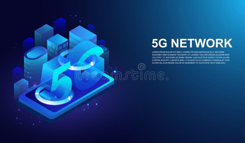 5 g trådlös nätverkstrådlös systemteknik i smartphone och nästa generations internetvektor stock illustrationer