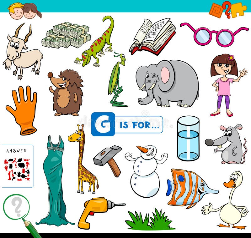 G is for Words Educational Task for Children Stock Vector - Illustration of  preschool, people: 161482944
