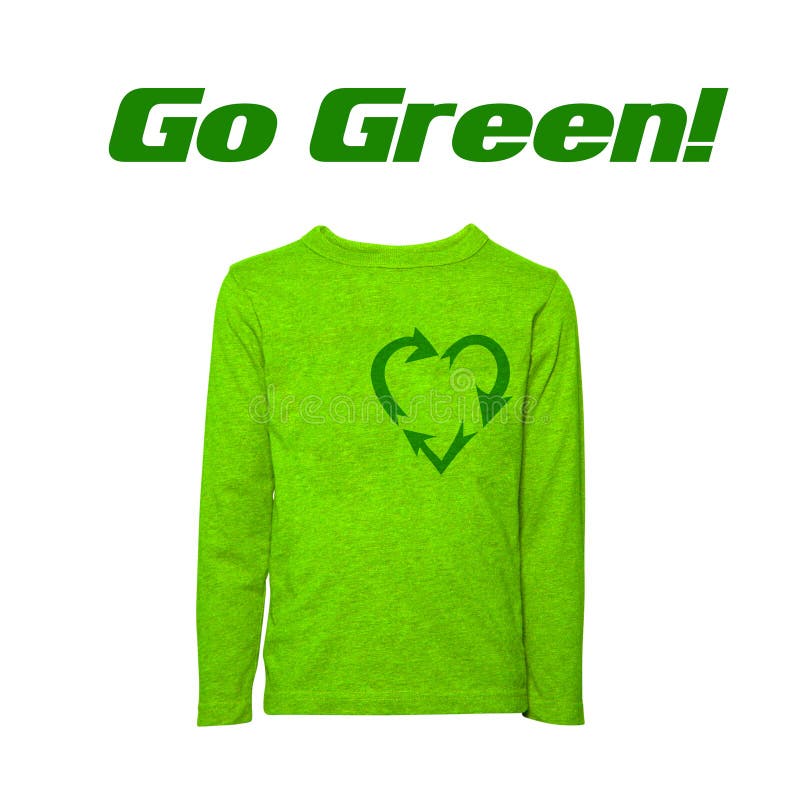 Ga de groene gevormde geïsoleerde sweater van het recyclingsteken hart royalty-vrije stock afbeeldingen Ga de groene gevormde geïsoleerde sweater van het recyclingsteken hart royalty-vrije stock afbeeldingen
