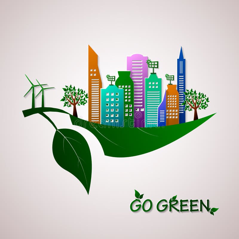 Ga groen ontwerpmalplaatje Het concept van Eco royalty-vrije illustratie Ga groen ontwerpmalplaatje Het concept van Eco royalty-vrije illustratie