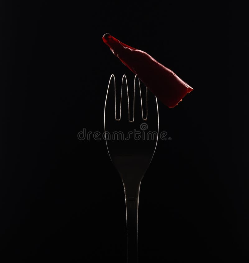 Gabel mit Paprikapfeffer lizenzfreie stockfotos Gabel mit Paprikapfeffer lizenzfreie stockfotos