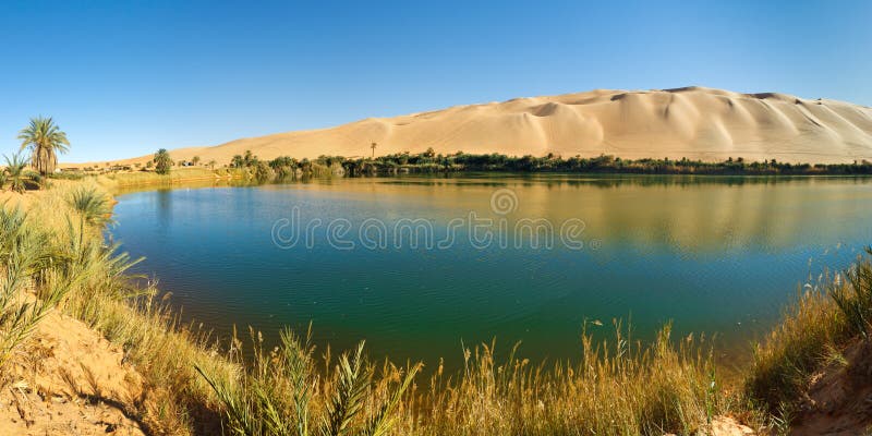 Gaberoun Lake - Desert Oasis, Sahara, Libya