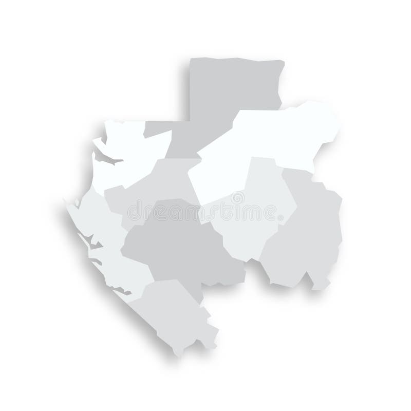 Gabon political map of administrative divisions vector illustration