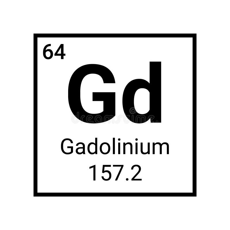 Gadolinium tableau périodique élément chimie icône atome. illustration stock