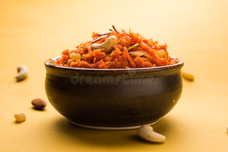 Indian sweet dish called Gajar Ka Halwa or Carrot halwa, famous food for diwali or wedding. Indian sweet dish called Gajar Ka Halwa or Carrot halwa, famous food for diwali or wedding