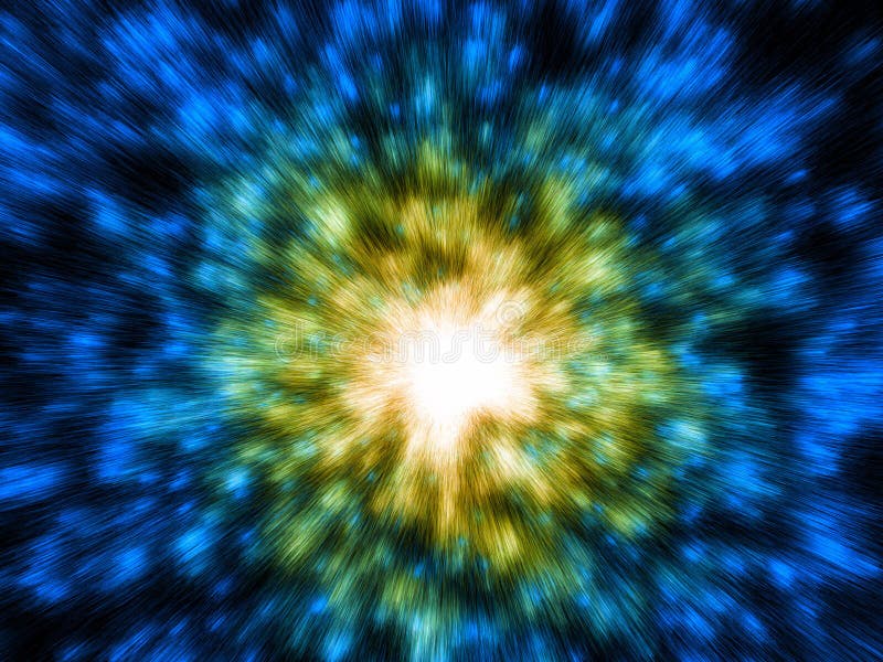 Galactic blue and yellow bright explosion royalty free illustration