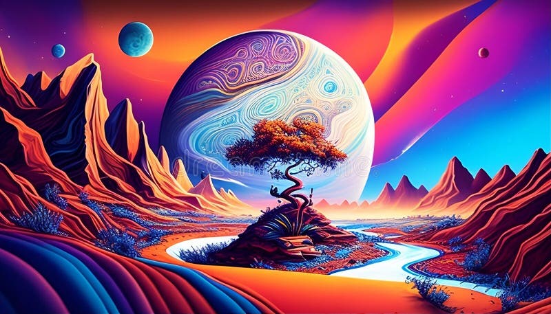 Galactic Oasis: an AI Generated Artwork of Vibrant Colors and Intricate ...