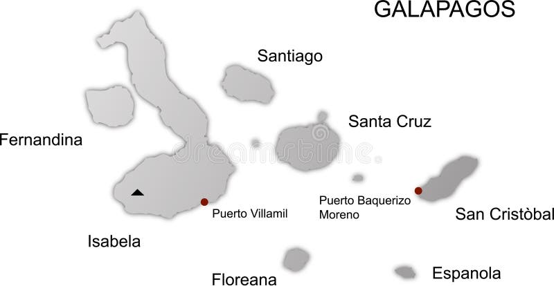 Karta över galapagosöarna vektor illustrationer. Illustration av rött