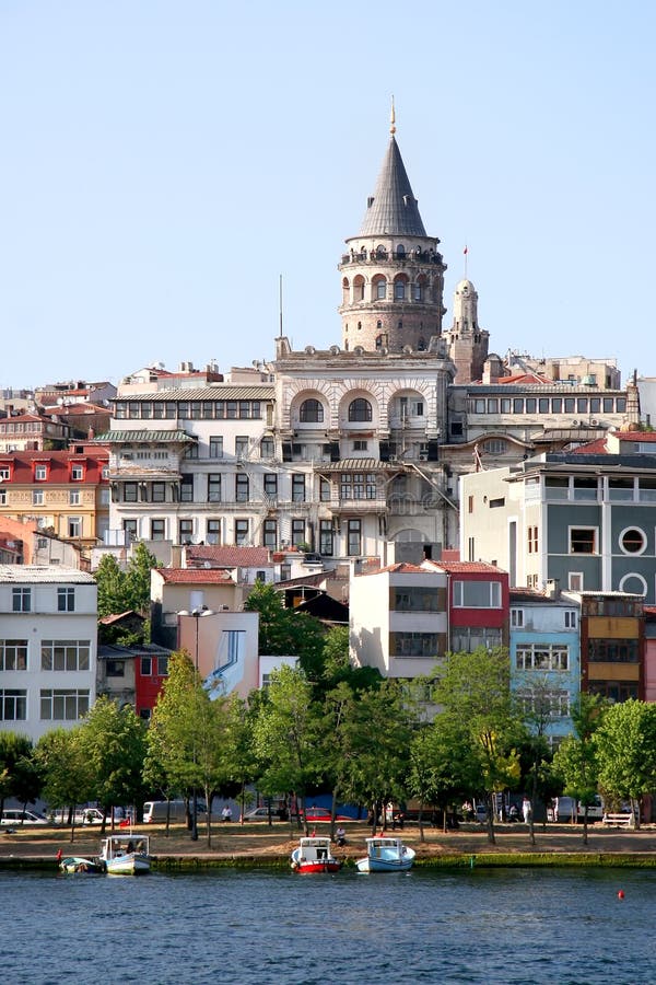 Antique Genoese tower on Golden Horn. Istanbul - Turkey. Antique Genoese tower on Golden Horn. Istanbul - Turkey