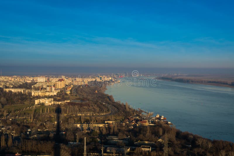 Galati and Danube, Romania stock photo. Image of panorama - 64263924