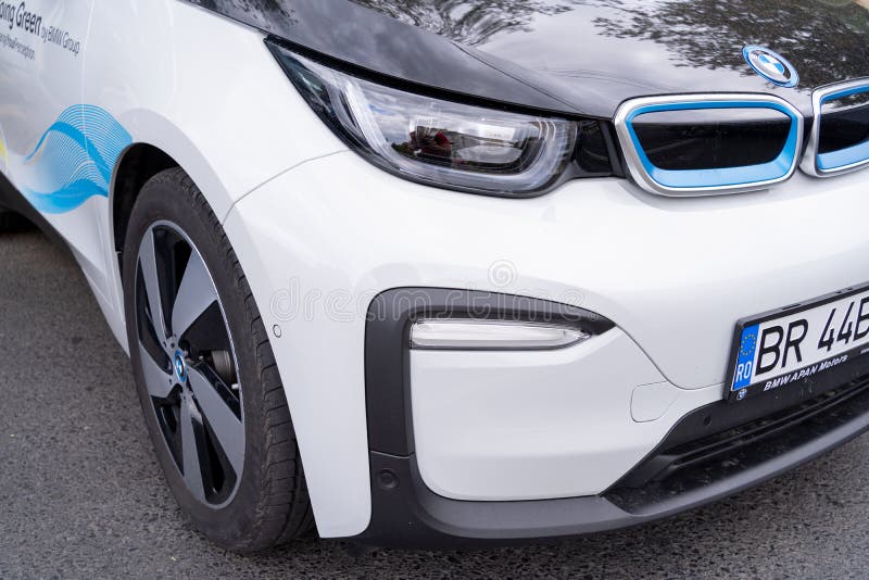 Galati, Romania - September 15, 2021: 2021 Electric car BMW i3. High quality photo. Galati, Romania - September 15, 2021: 2021 Electric car BMW i3. High quality photo