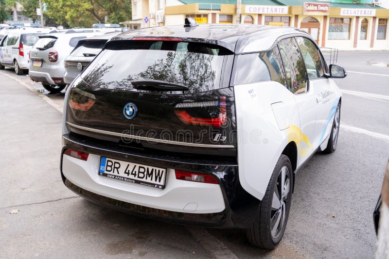 Galati, Romania - September 15, 2021: 2021 Electric car BMW i3 rear view. High quality photo