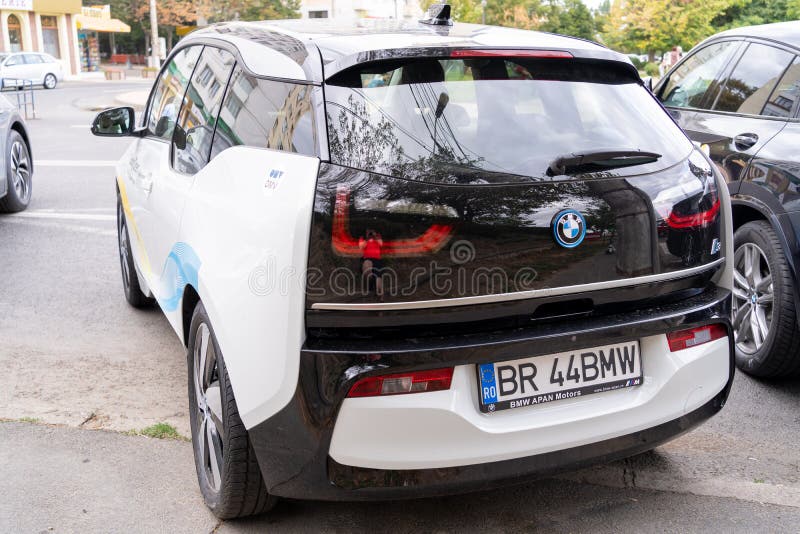 Galati, Romania - September 15, 2021: 2021 Electric car BMW i3 rear view. High quality photo