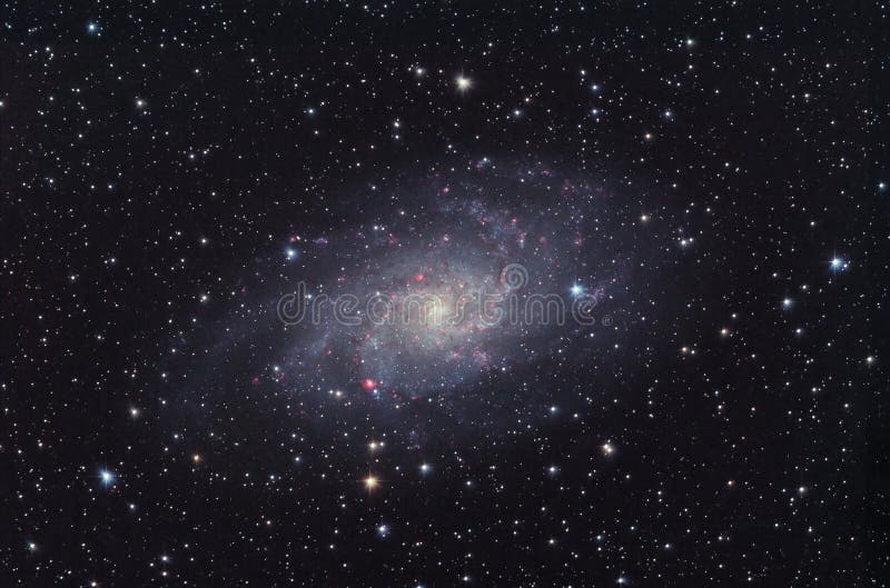 M33, or Triangulum Galaxy, is a spiral galaxy approximately 3 million light-years away in the constellation Triangulum at the border with Andromeda. The galaxy is also sometimes informally referred to as the Pinwheel Galaxy. M33, or Triangulum Galaxy, is a spiral galaxy approximately 3 million light-years away in the constellation Triangulum at the border with Andromeda. The galaxy is also sometimes informally referred to as the Pinwheel Galaxy.