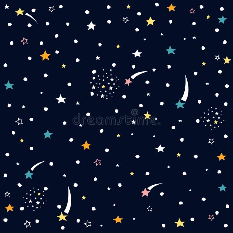 Hand drawn space galaxy vector seamless pattern. vector illustration