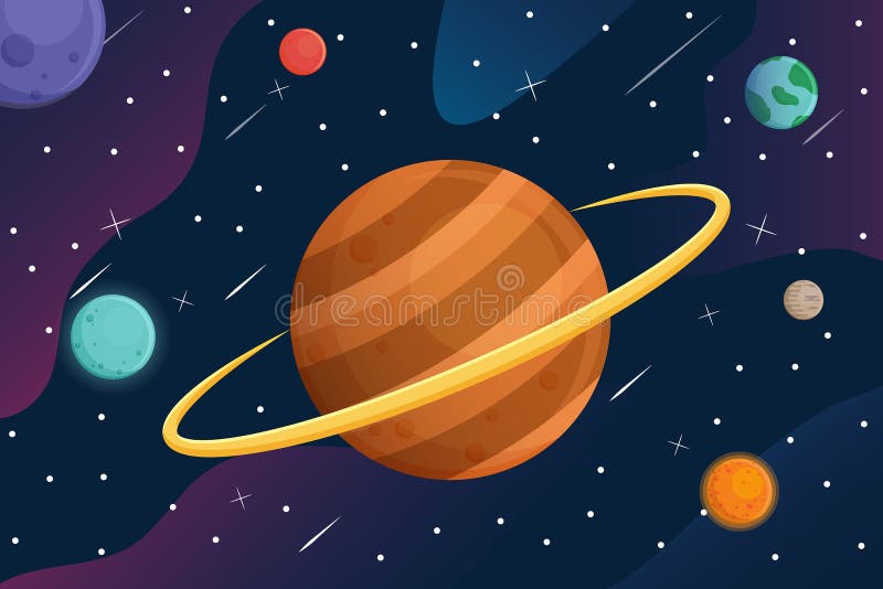 Galaxy with Cartoon Planets in Space Background Stock Vector - Illustration  of planetary, mars: 149804117