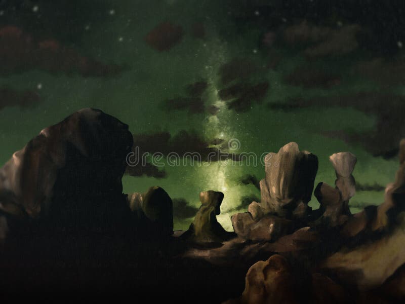 Galaxy - Digital Landscape Painting royalty free illustration