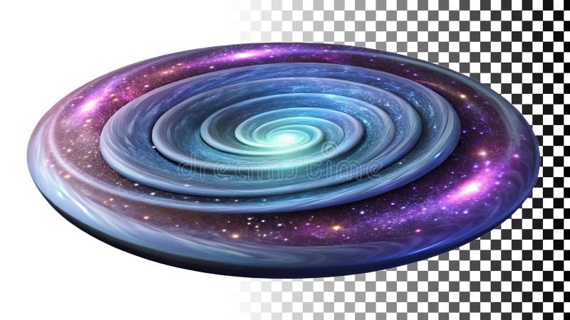 Galaxy swirl disk, cosmic spiral shape, space themed element png transparent image Generative AI vector illustration