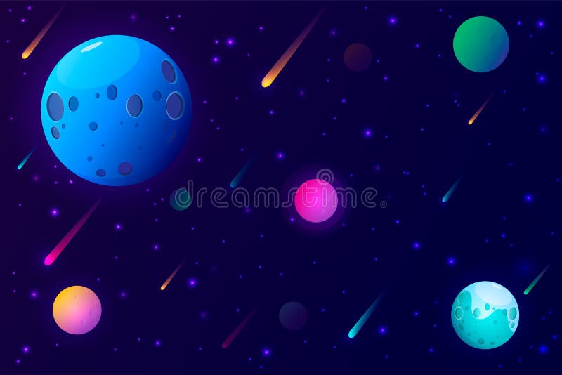 Galaxy Vector Background with Shining Stars and Planets Stock Vector -  Illustration of cluster, fantasy: 153366470