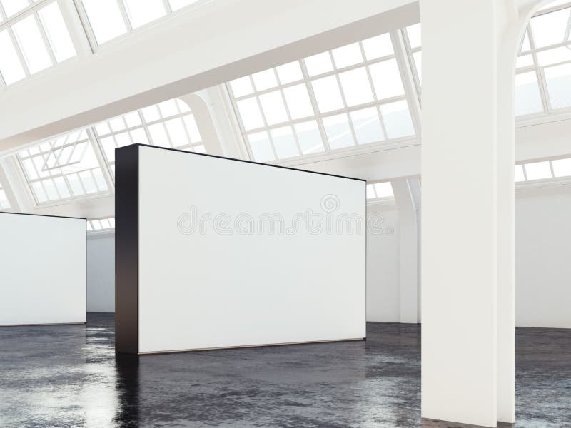 Galería industrial del desván con la pared en blanco representación 3d libre illustration Galería industrial del desván con la pared en blanco representación 3d libre illustration