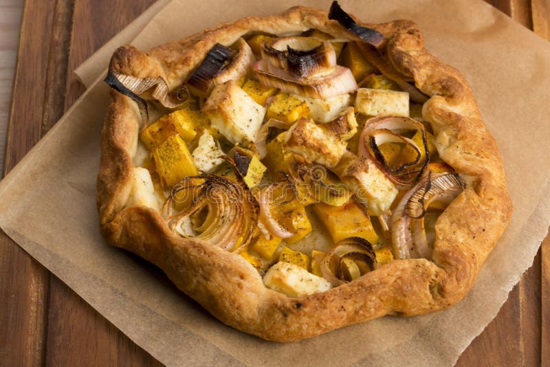 Galette with Leeks, Pumpkin and Feta Stock Image Image of cheese