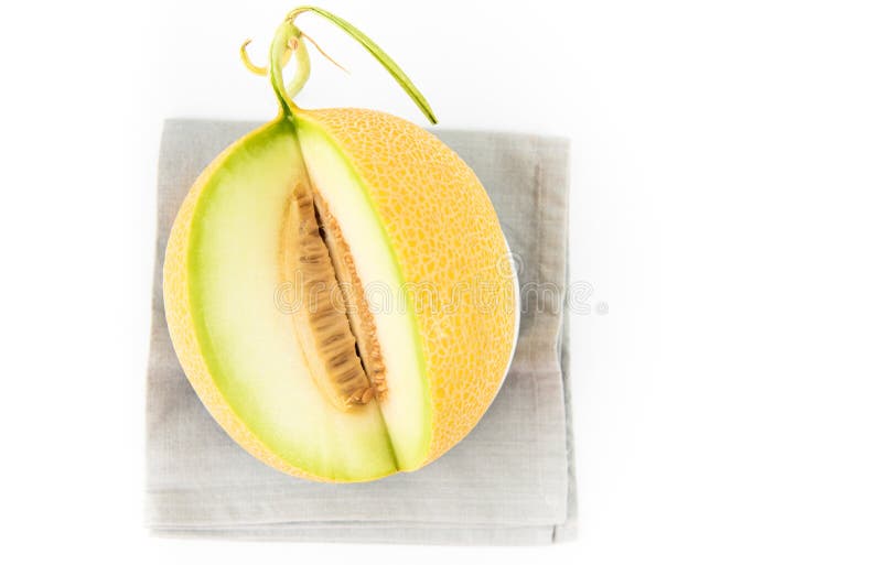Galia Melon Ready To Eat on White Stock Image Image of galia, desert