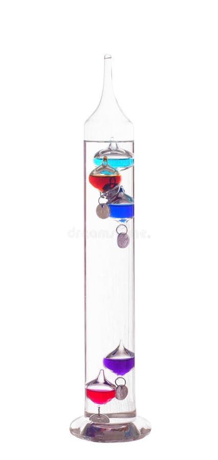 Classic glass galileo thermometer on white background. Classic glass galileo thermometer on white background