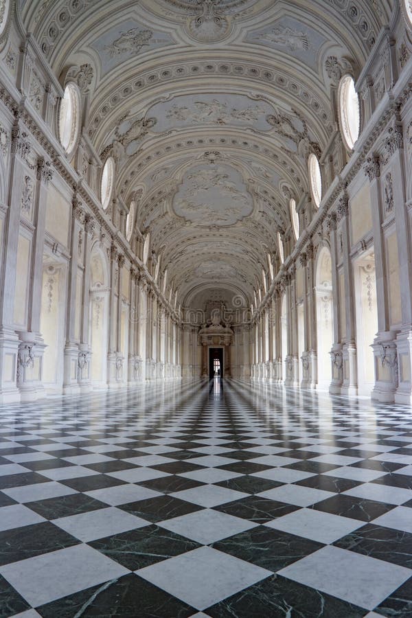 Galleria grande, Royal Palace of Venaria Reale, Italy Stock Photo