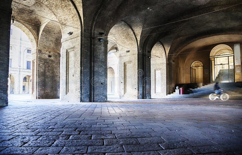 Gallery of arcade Piazza della Pilotta in Parma, Italy, stock photos Gallery of arcade Piazza della Pilotta in Parma, Italy, stock photos