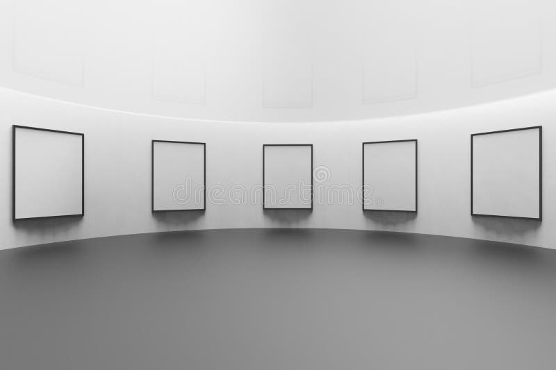 Gallery Art Exhibition Studio and Five Picture Frame Stock Illustration Illustration of light