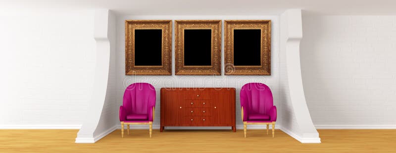 Gallery with chairs and bureau