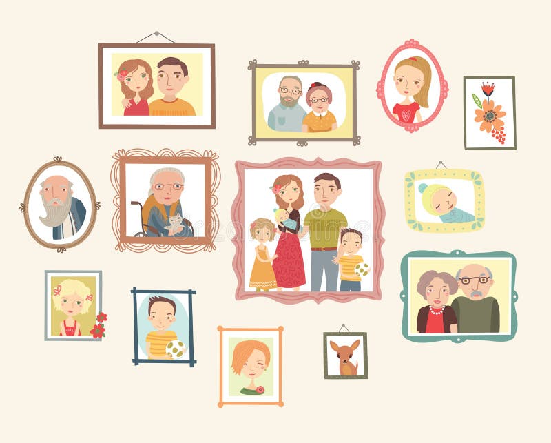 Gallery of Family Portraits. Photos on the Wall Stock Vector ...