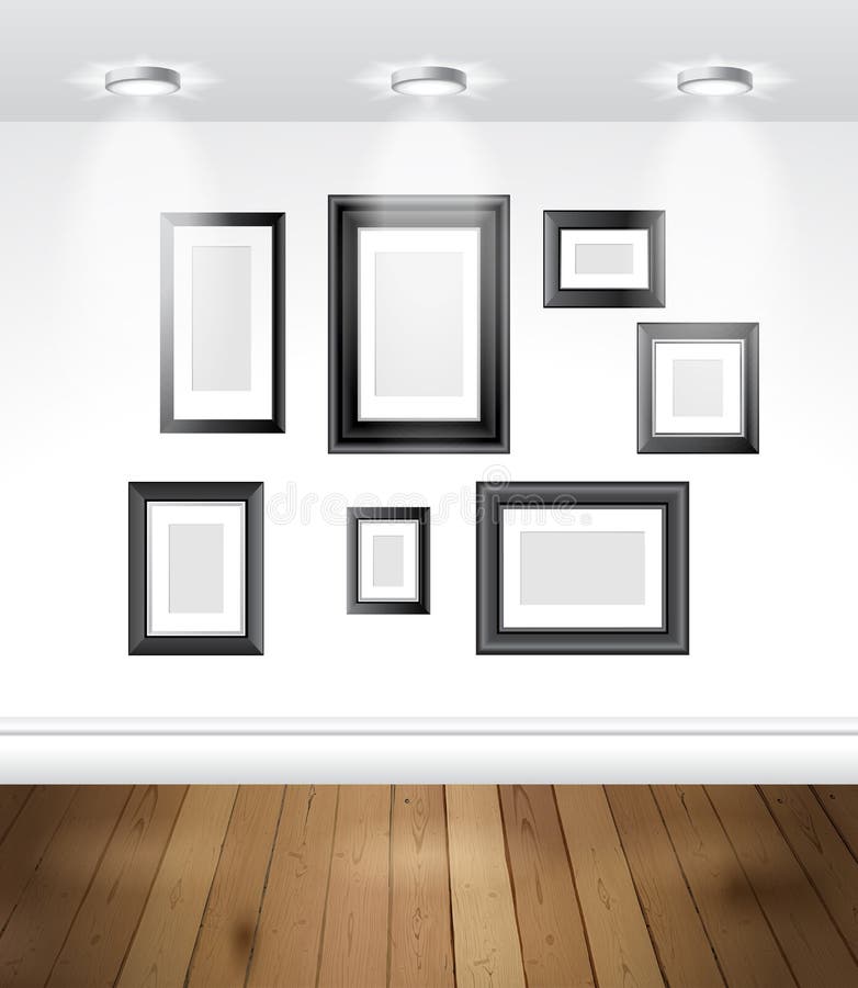 Modern Art Gallery Empty Pictures on a Wall Stock Illustration ...