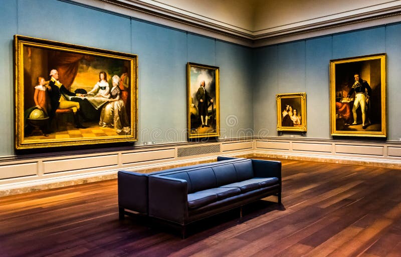 Gallery room in the National Gallery of Art, Washington, DC. royalty free stock photo