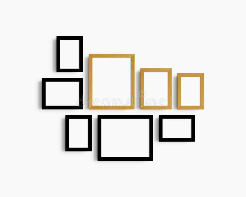 https://thumbs.dreamstime.com/b/gallery-wall-mockup-set-black-yellow-oak-wood-frames-clean-modern-minimalist-frame-five-vertical-three-horizontal-inches-295809799.jpg