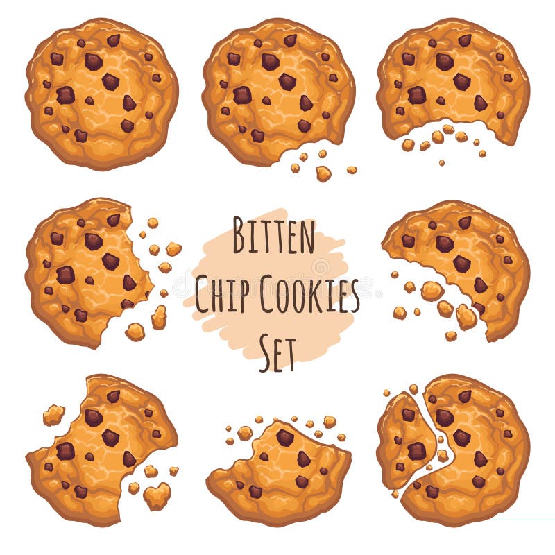 Galletas de microprocesador de chocolate mordidas fijadas libre illustration Galletas de microprocesador de chocolate mordidas fijadas libre illustration