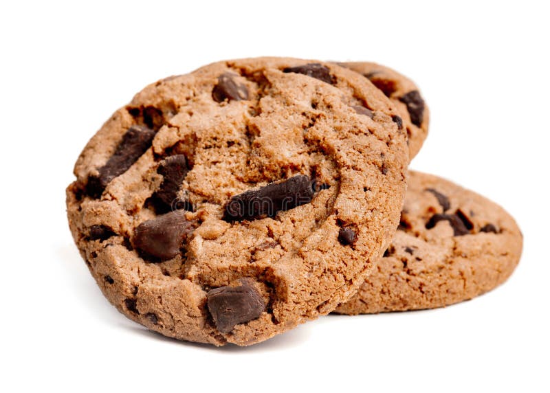 Galletas hechas en casa Galletas de microprocesador de chocolate americanas aisladas en wh fotografía de archivo Galletas hechas en casa Galletas de microprocesador de chocolate americanas aisladas en wh fotografía de archivo
