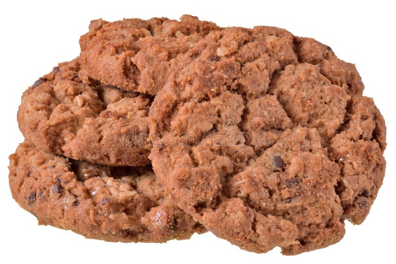 Galletas Redondas Del Muesli Con El Chocolate Aislado Foto de archivo