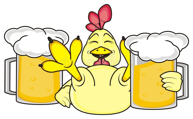 Gallo con due vetri di birra illustrazione vettoriale Gallo con due vetri di birra illustrazione vettoriale