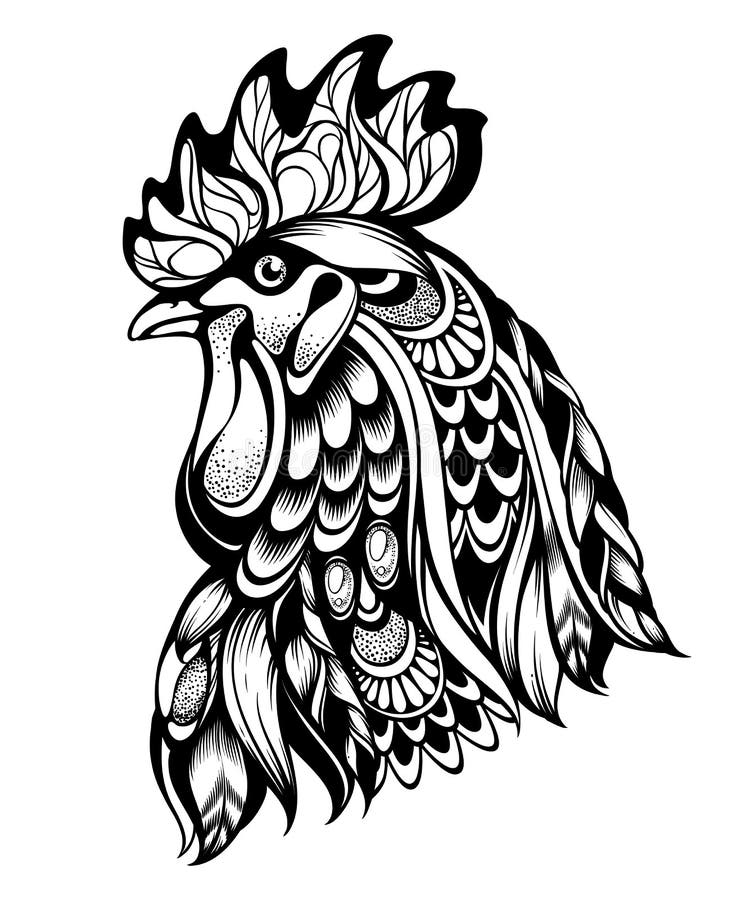 Gallo grafico ornamentale decorativo illustrazione di stock Gallo grafico ornamentale decorativo illustrazione di stock